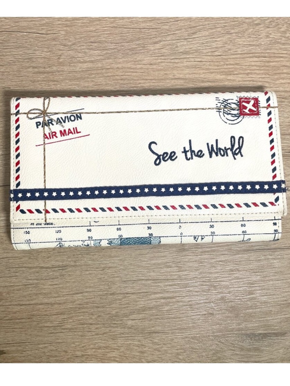 Miamica travel wallet passport organizer airmail envelope design of world map